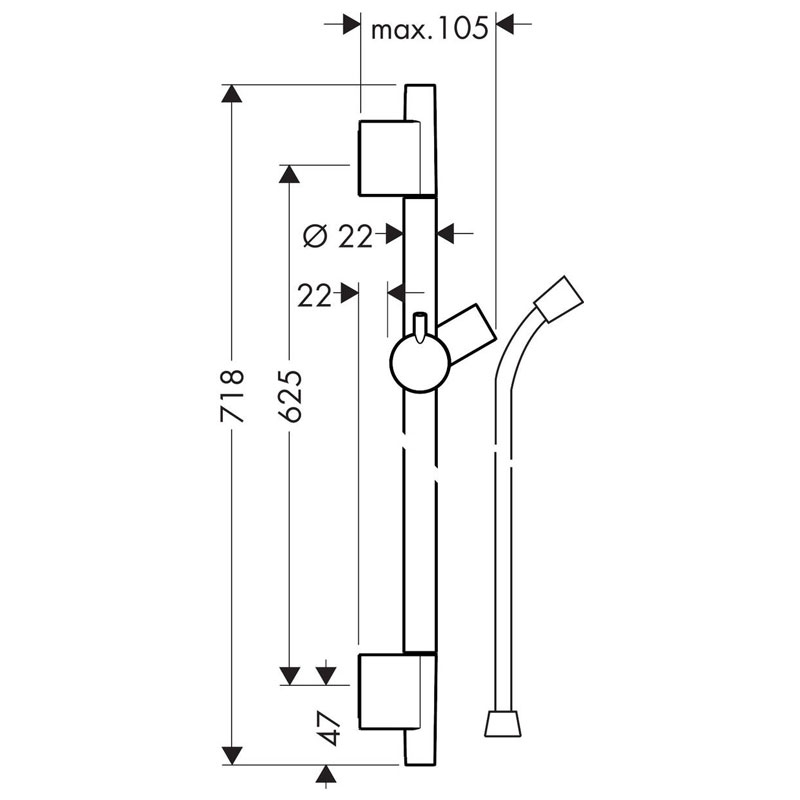 Bara de dus Hansgrohe Unica S Puro, cu furtun 65 cm, bronz periat - imagine 4