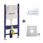 Set rezervor incastrat Geberit Duofix cu set fixare si clapeta alba Delta 51 pentru vase WC suspendate