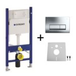 Set rezervor incastrat Geberit Duofix cu set fixare si clapeta crom lucios Delta 51 pentru vas WC suspendat