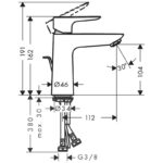 Baterie lavoar cu ventil click clack Hansgrohe Talis E 110, alb mat - imagine 4