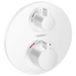 Baterie cada-dus cu termostatat Hansgrohe Ecostat S, alb mat