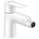 Baterie de bideu cu ventil Hansgrohe Talis E, alb mat