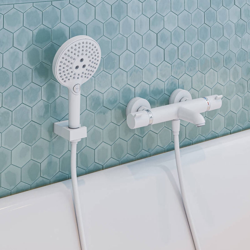 Baterie termostatata cada-dus Hansgrohe Ecostat Comfort, alb mat - imagine 4