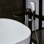 Baterie stativa cada-dus Kludi Balance, pentru cada freestanding, negru mat - imagine 3