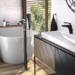 Baterie stativa cada-dus Kludi Balance, pentru cada freestanding, negru mat - imagine 2