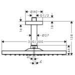 Palarie de dus cu brat Hansgrohe Raindance E 300, 300x300 mm, auriu lucios - imagine 4