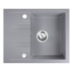Chiuveta granit Ferro Mezzo II, dreptunghiulara, 1 cuva cu picurator, 580x 480 mm, gri