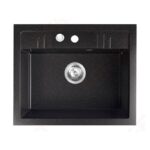 Chiuveta granit Ferro Mezzo II, dreptunghiulara, 1 cuva cu picurator, 580x480 mm, grafit mat