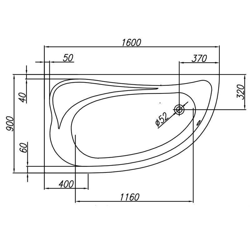 Cada de colt Kolpasan Calando-D, de partea dreapta, 160x90 cm, alb - imagine 5