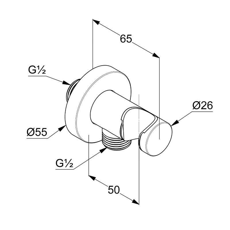 Cot racord cu suport dus Kludi, forma rotunda, negru mat - imagine 2