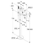 Baterie stativa cada-dus Kludi Bozz, pentru cada freestanding, crom - imagine 2