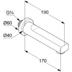 Pipa de umplere pentru cada Kludi Zenta, lungime 170 mm, crom - imagine 2
