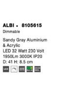 Plafoniera Nova Luce Albi, finisaj gri satinat, 32 W, cod 8105615 - imagine 3