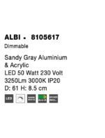 Plafoniera Nova Luce Albi, finisaj gri satinat, 50 W, cod 8105617 - imagine 3