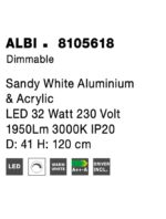 Suspensie Nova Luce Albi, finisaj alb satinat, 32 W, cod 8105618 - imagine 4