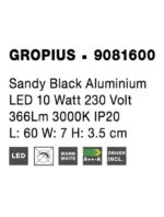 Aplica Nova Luce Gropius, finisaj negru mat, 10 W, cod 9081600 - imagine 7