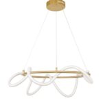 Suspensie Nova Luce Cerelia, culoare alb/auriu satinat, led 34W, cod 9082092