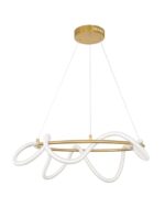 Suspensie Nova Luce Cerelia, culoare alb/auriu satinat, led 34W, cod 9082092