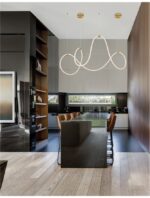 Suspensie Nova Luce Cerelia, culoare alb/auriu satinat, led 57W, cod 9082093 - imagine 2