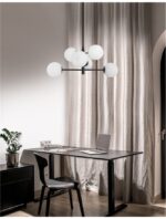 Lustra Nova Luce Impero, culoare negru/alb opal, led E14 6x5W, cod 9100361 - imagine 2
