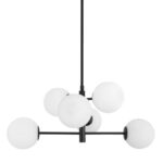 Lustra Nova Luce Impero, culoare negru/alb opal, led E14 6x5W, cod 9100361