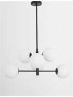 Lustra Nova Luce Impero, culoare negru/alb opal, led E14 6x5W, cod 9100361 - imagine 5