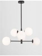 Lustra Nova Luce Impero, culoare negru/alb opal, led E14 6x5W, cod 9100361 - imagine 7