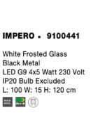 Lustra Nova Luce Impero, culoare negru/alb opal, led G9 4x5W, cod 9100441 - imagine 8