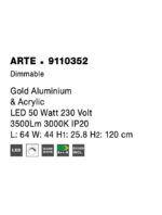 Suspensie Nova Luce Arte, finisaj auriu satinat, 50 W, cod 9110352 - imagine 8
