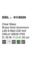 Aplica Nova Luce Esil, finisaj auriu satinat/sticla transparenta, 8 W, cod 9118528 - imagine 5