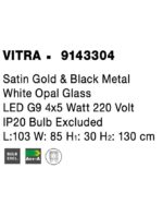 Lustra Nova Luce Vitra, culoare auriu satinat/negru mat, led G9 4x5W, cod 9143304 - imagine 5