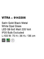 Lustra Nova Luce Vitra, culoare auriu satinat/negru mat, led G9 6x5W, cod 9143306 - imagine 5