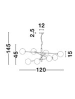 Lustra Nova Luce Vitra, culoare auriu satinat/negru mat, led G9 8x5W, cod 9143308 - imagine 6