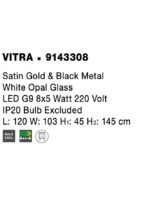 Lustra Nova Luce Vitra, culoare auriu satinat/negru mat, led G9 8x5W, cod 9143308 - imagine 5