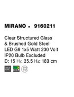 Pendul Nova Luce Mirano, culoare auriu satinat, led G9 1x5W, cod 9160211 - imagine 5