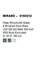 Suspensie Nova Luce Mirano, culoare auriu satinat, led G9 3x5W, cod 9160212 - imagine 5