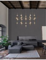 Suspensie Nova Luce Atomo, finisaj auriu satinat, 72 W, cod 9180630 - imagine 6