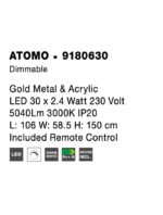 Suspensie Nova Luce Atomo, finisaj auriu satinat, 72 W, cod 9180630 - imagine 7