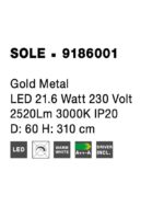 Pendul Nova Luce Sole, finisaj auriu satinat, LED 21.6 W, cod 9186001 - imagine 13