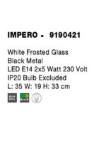 Aplica Nova Luce Impero, culoare negru/alb opal, led G9 2x5W, cod 9190421 - imagine 7
