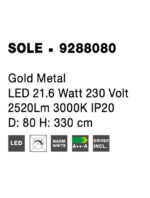 Pendul Nova Luce Sole, finisaj auriu satinat, LED 21.6 W, cod 9288080 - imagine 9