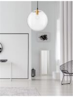 Pendul Nova Luce Mirale, cablu negru mat/glob transparent, 1x12W, cod 9416930 - imagine 6
