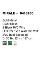 Pendul Nova Luce Mirale, cablu negru mat/glob transparent, 1x12W, cod 9416930 - imagine 8