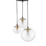 Suspensie Nova Luce Mirale, cablu negru mat/glob transparent, 3x12W, cod 9416933