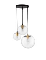 Suspensie Nova Luce Mirale, cablu negru mat/glob transparent, 3x12W, cod 9416933