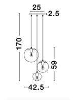 Suspensie Nova Luce Mirale, cablu negru mat/glob transparent, 3x12W, cod 9416933 - imagine 9