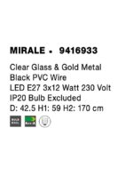 Suspensie Nova Luce Mirale, cablu negru mat/glob transparent, 3x12W, cod 9416933 - imagine 8