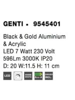 Aplica Nova Luce Genti, culoare negru/auriu, led 7W, cod 9545401 - imagine 5