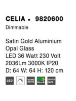 Suspensie Nova Luce Celia, culoare auriu mat, led 36W, cod 9820600 - imagine 7