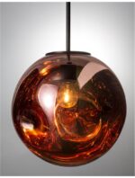 Pendul Nova Luce Mayan, culoare crom metal cooper, led E27 1x12W, cod 9988105 - imagine 7
